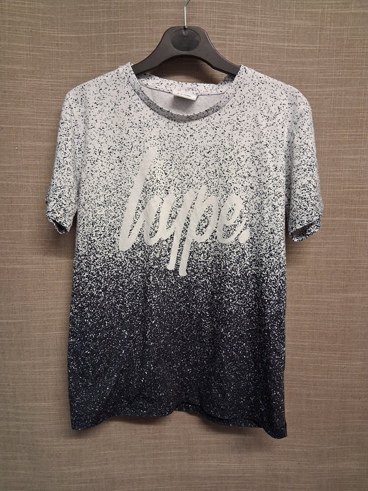 Hype Boys Black White Short Sleeve T-Shirt Age 10-11 Years