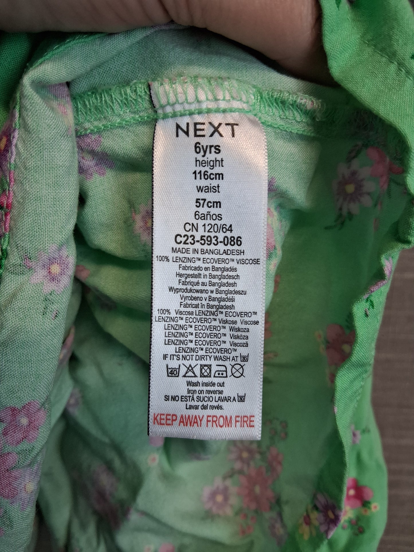 Next Girls Green Floral Tiered Dress Age 6 Years
