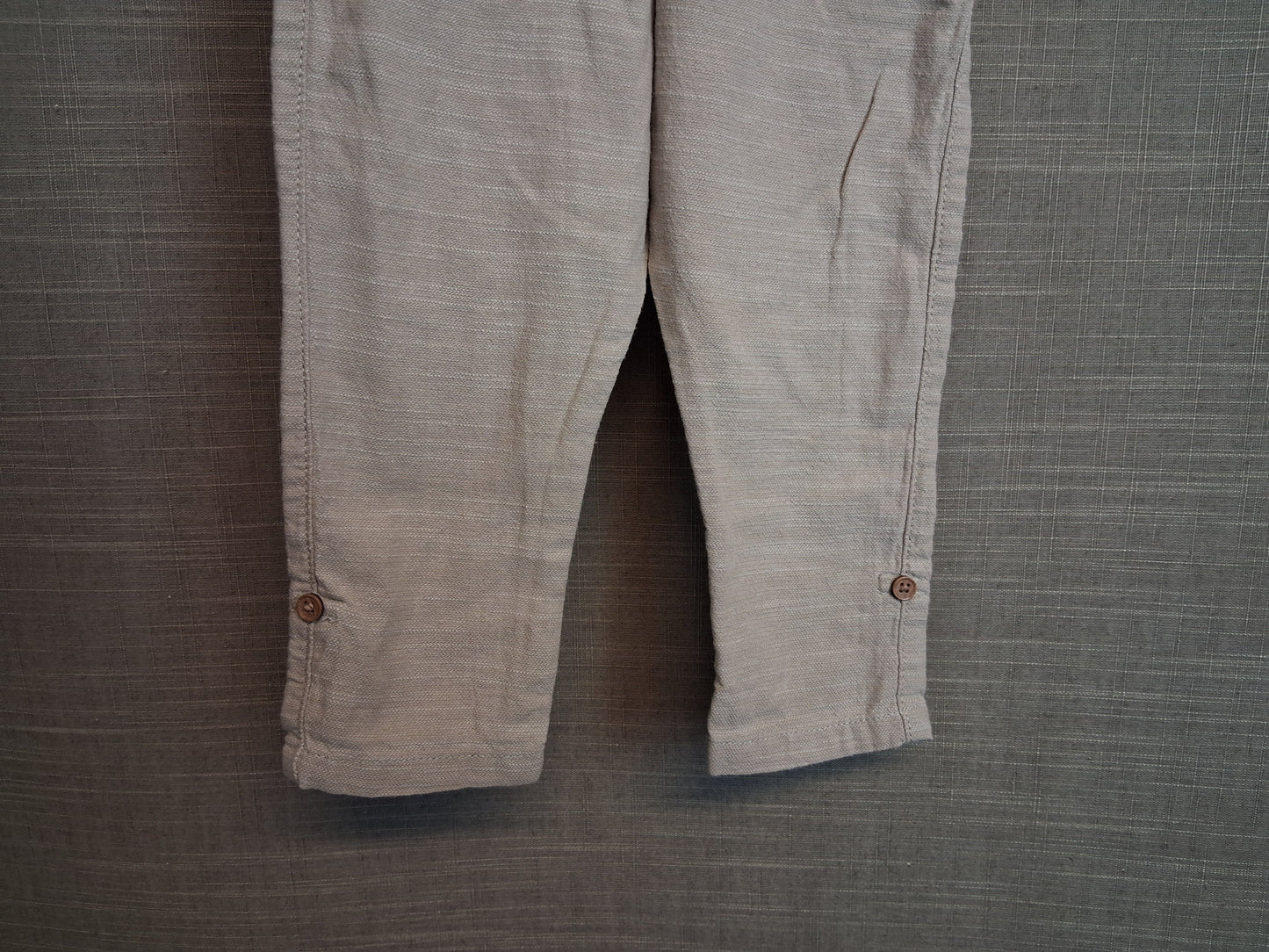F&F Boys Beige Lightweight Roll Up Trousers Age 9-12 Months