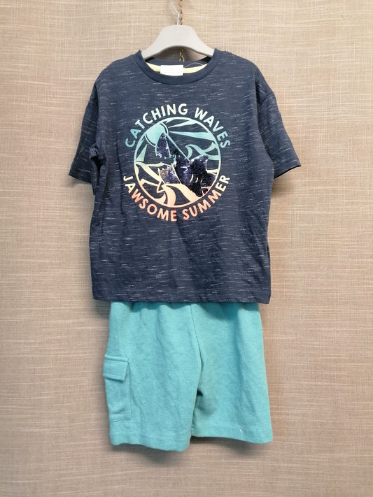 F&F Boys 2 Piece Outfit Shorts & T-Shirt Age 3-4 Years New