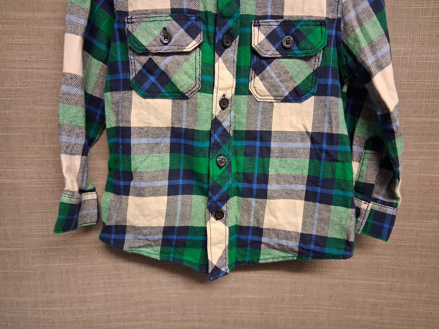TU Boys Green Mix Check Long Sleeve Shirt Age 3 Years