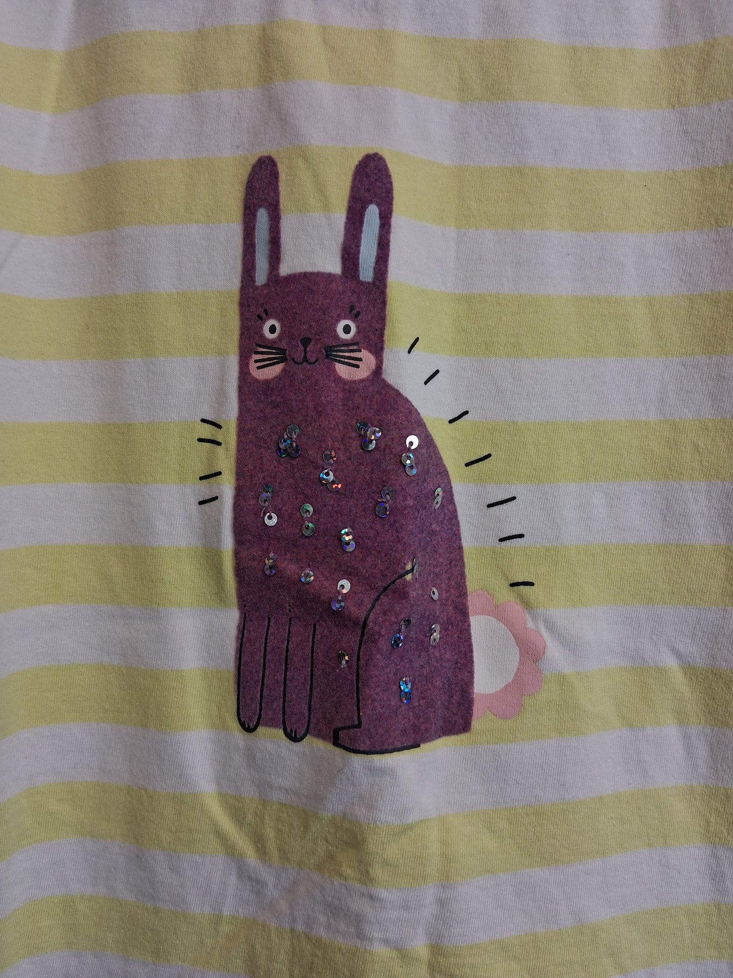 Nutmeg Girls Yellow Stripe Bunny T-Shirt Short Sleeve Age 7-8 Years