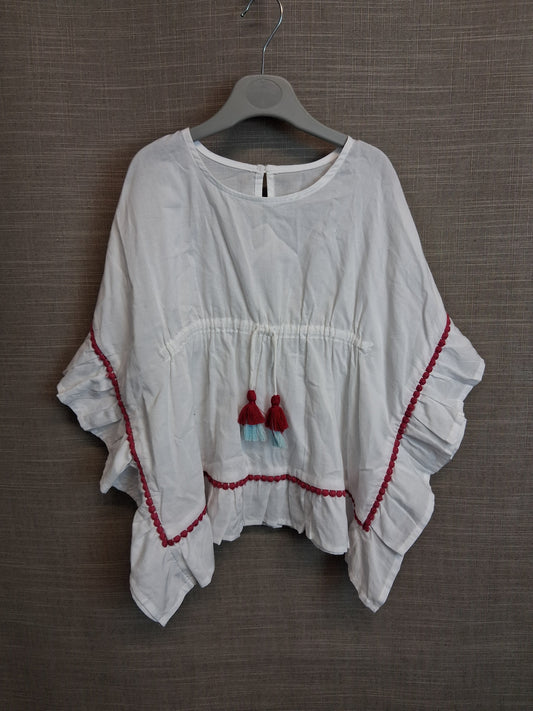 Matalan Girls White Poncho Top Beachwear Age 2-3 Years New