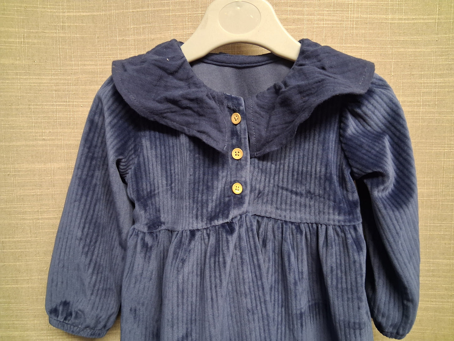 George Blue Velour Peter Pan Collar A Line Dress Age 9-12 Years