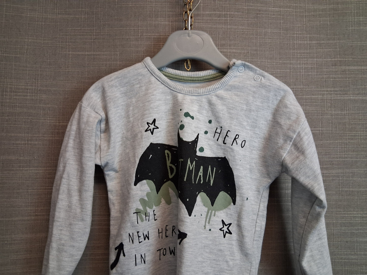 George Batman Theme Long Sleeve T-Shirt Grey Age 12-18 Months