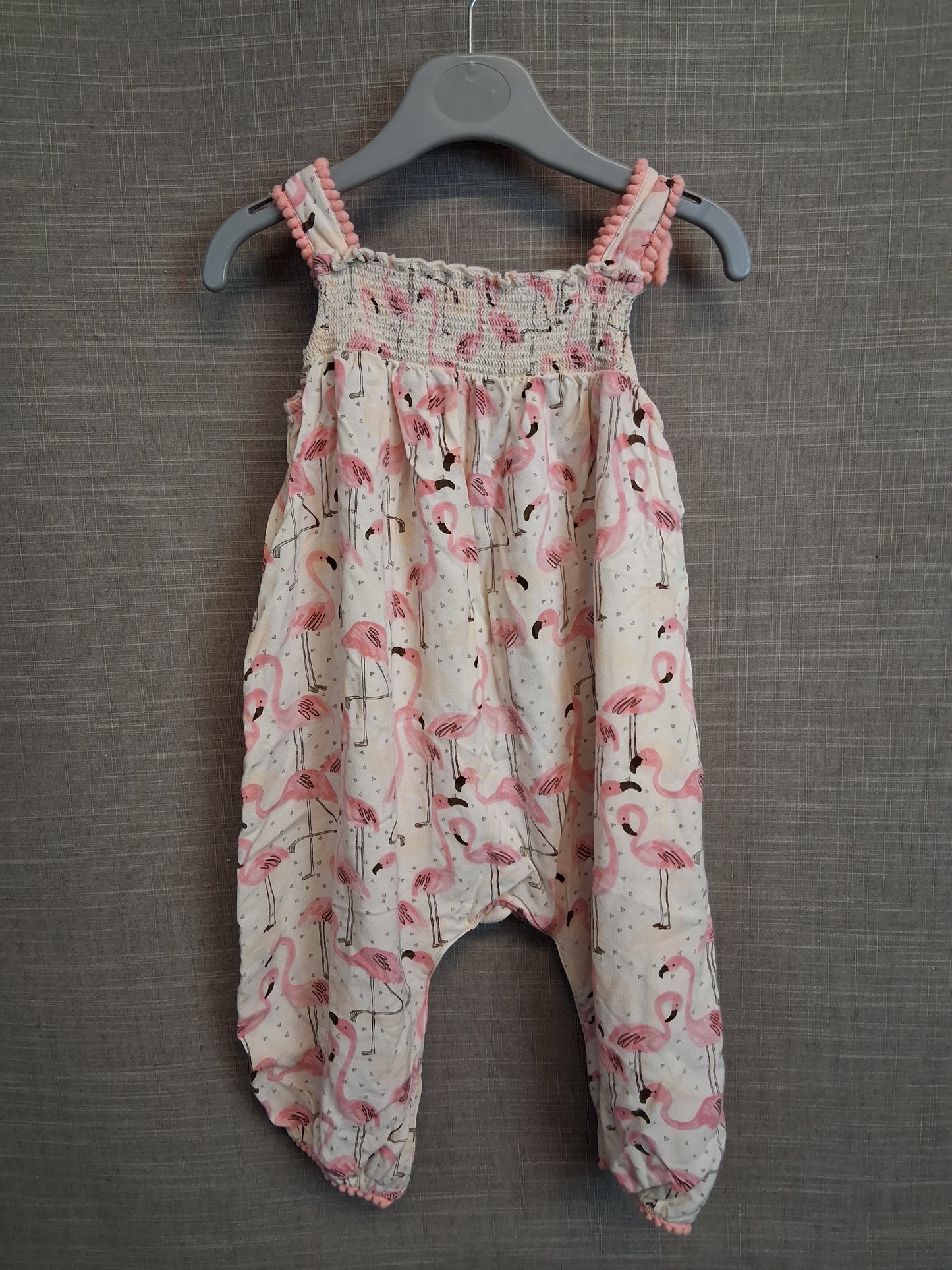 Next Girls Romper One Piece Pink  Flamingo Age 9-12 Months