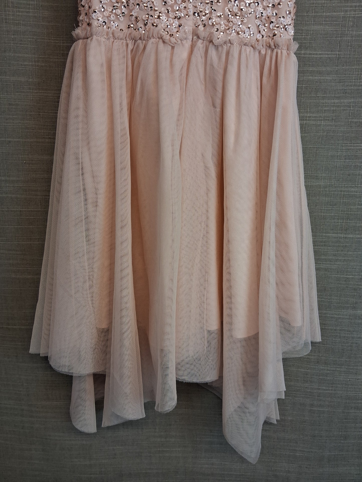 Monsoon Girls Peach Sleeveless Party Dress Sequins Age 7 Year