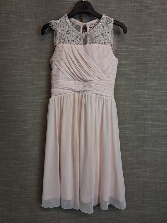 Lipsy Girls Pale Pink Dress Diamanté High Neck Age 9 Years