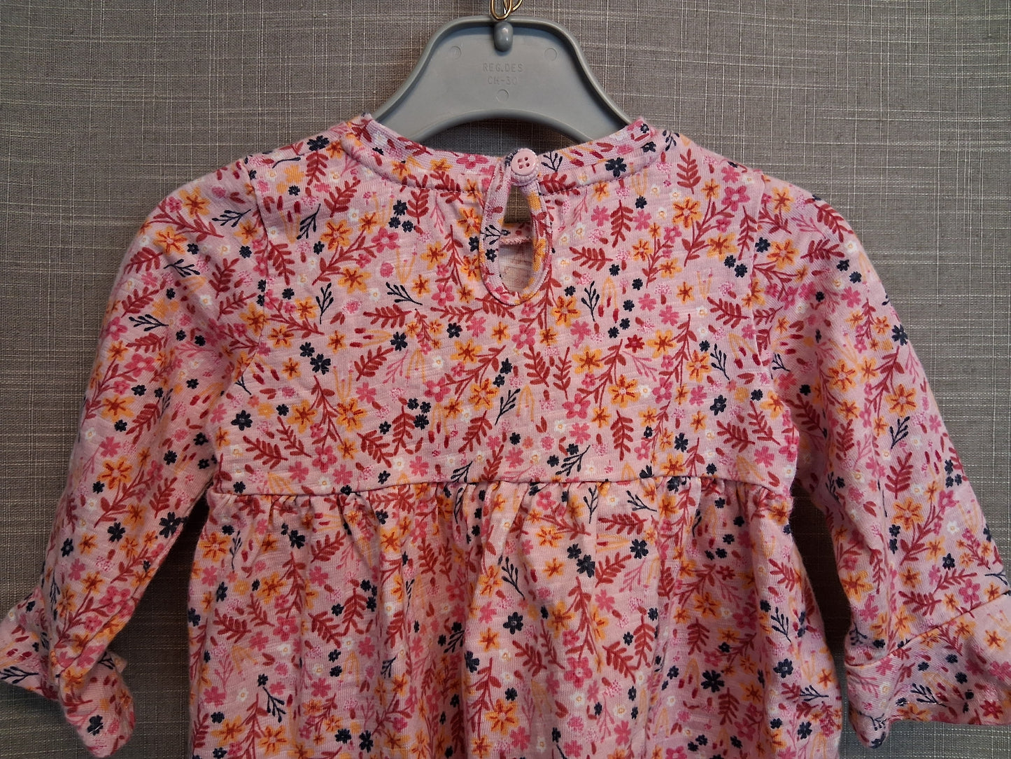 George Girls Pink Floral Jersey Dress Age 6-9 Months