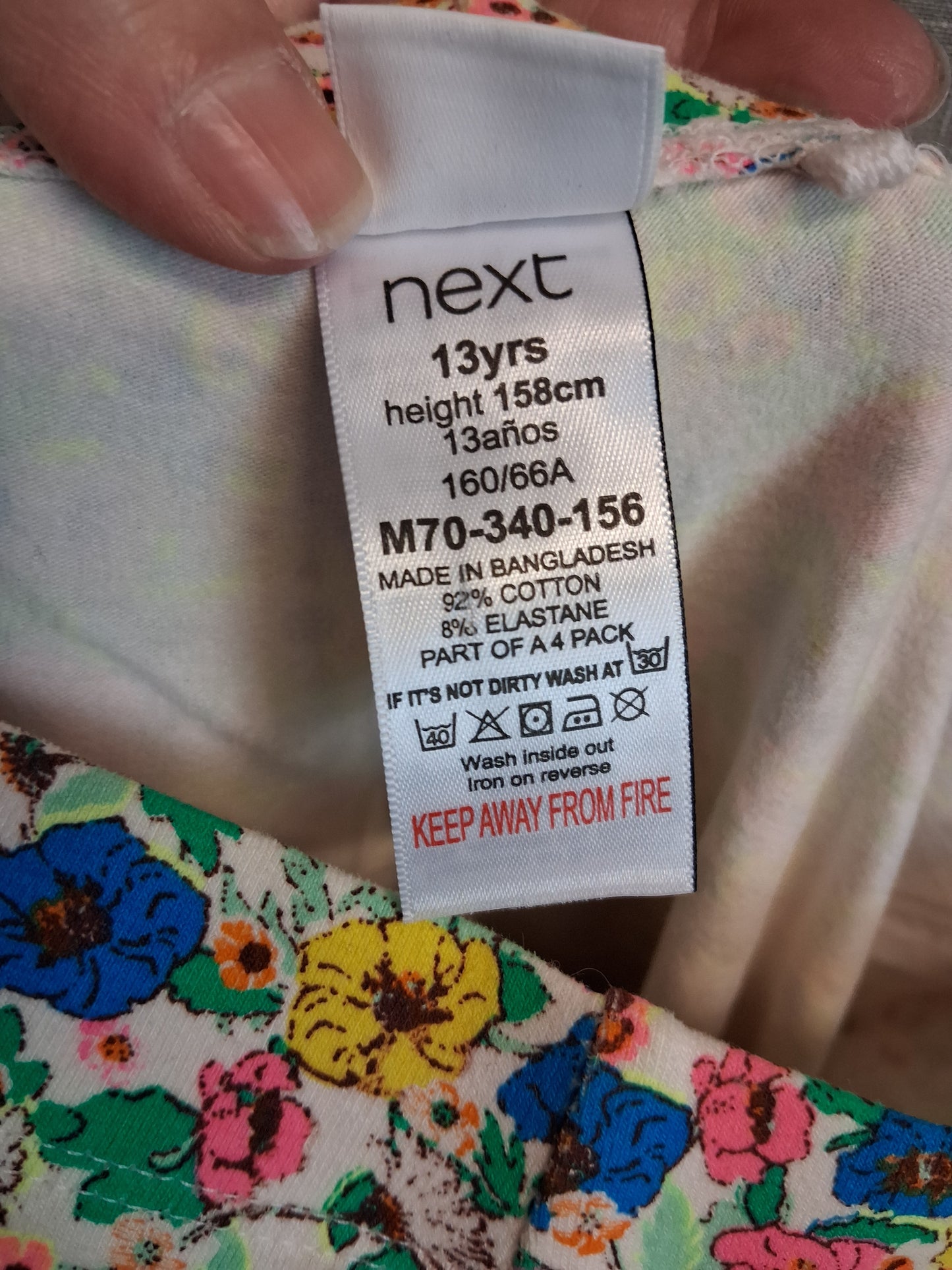Next Girls Multicolour Floral Cycle Shorts Age 13 Years