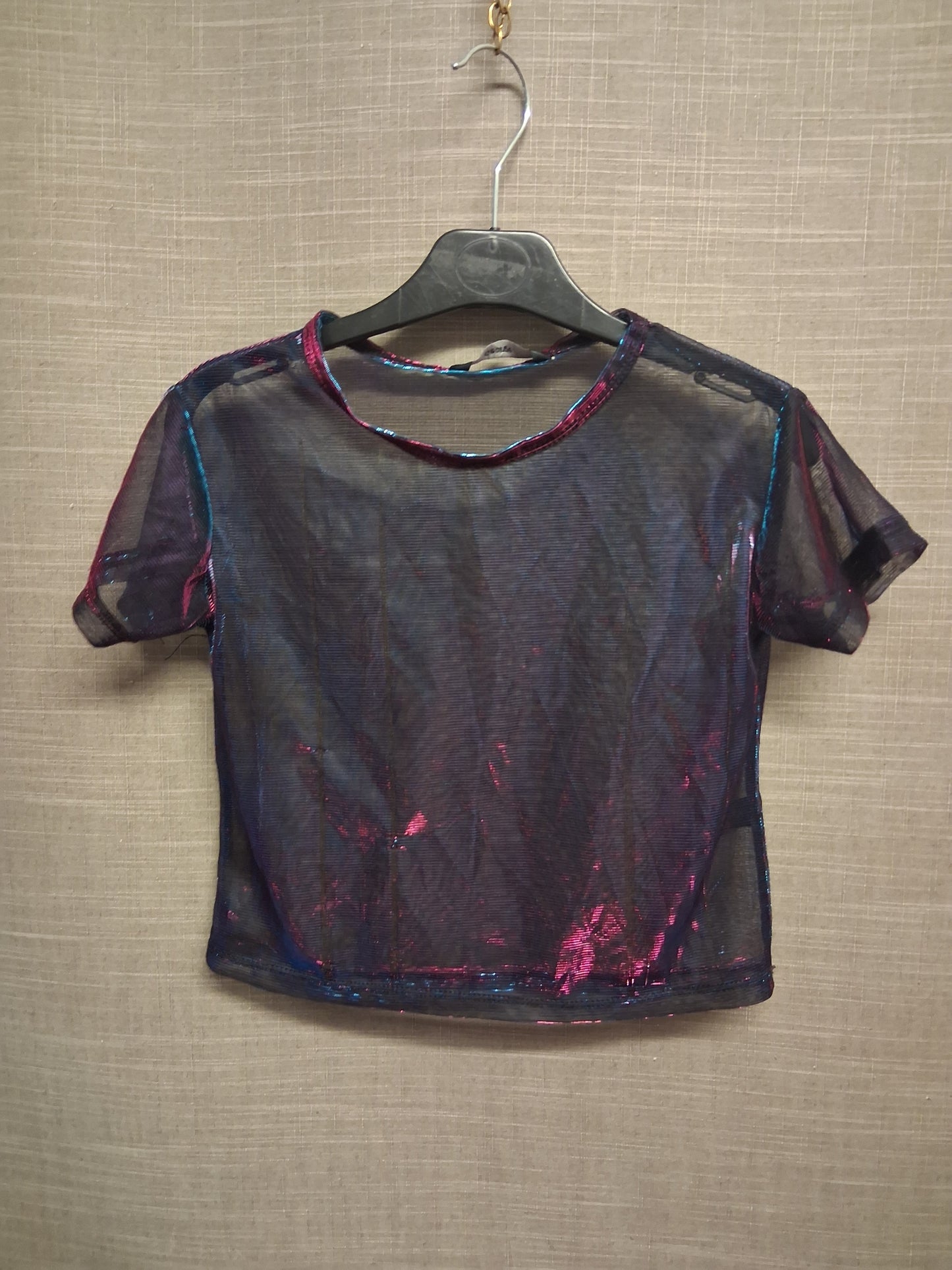 George Girls Pink Iridescent Short Sleeved T-Shirt Sheer Age 7-8 years