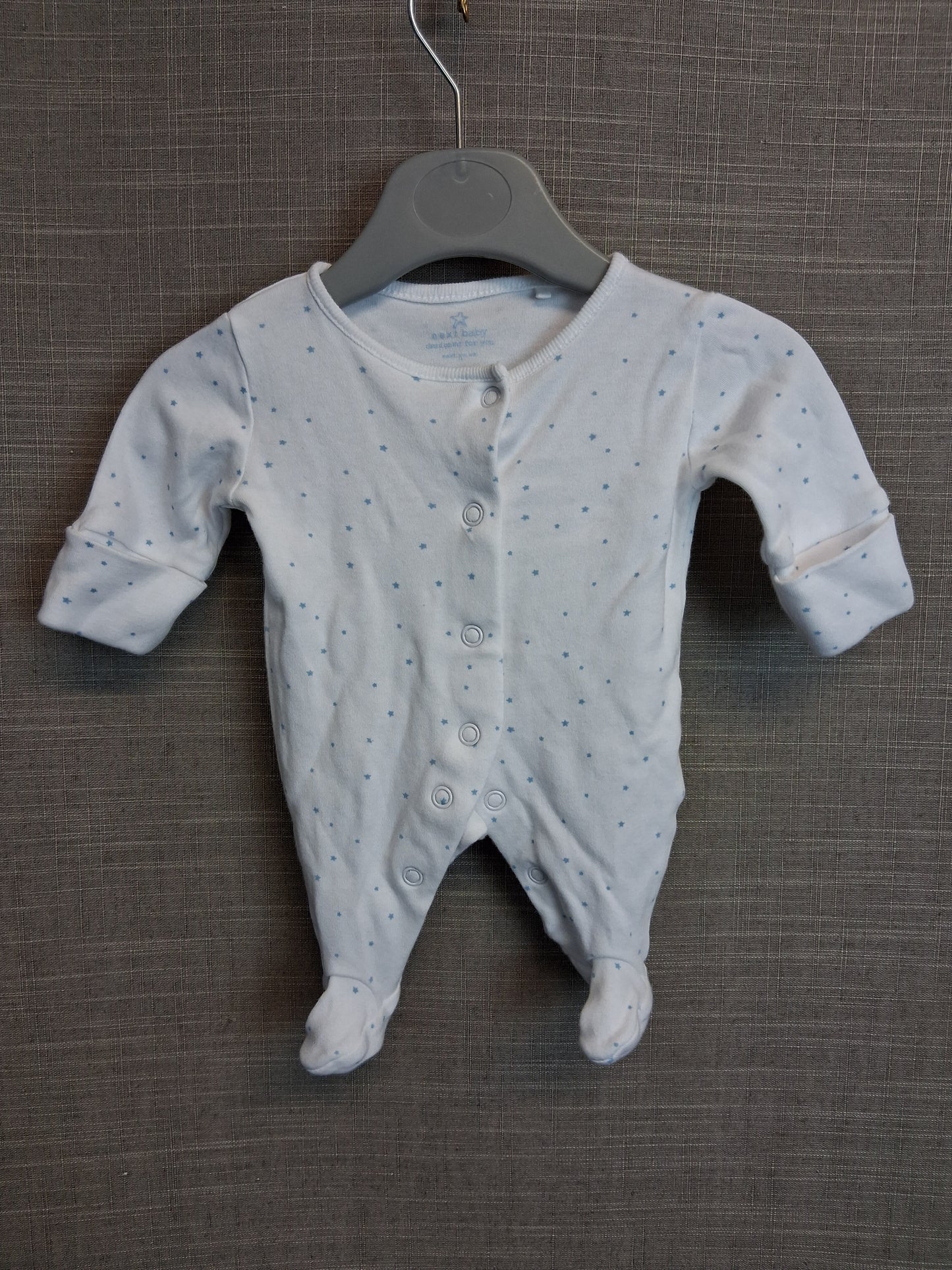 Next Boys Sleepsuit Romper White Blue Spots Age Tiny Baby