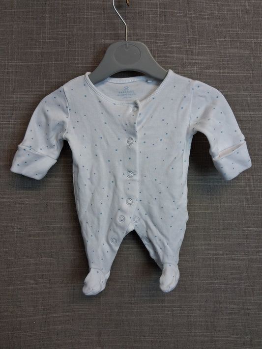 Next Boys Sleepsuit Romper White Blue Spots Age Tiny Baby
