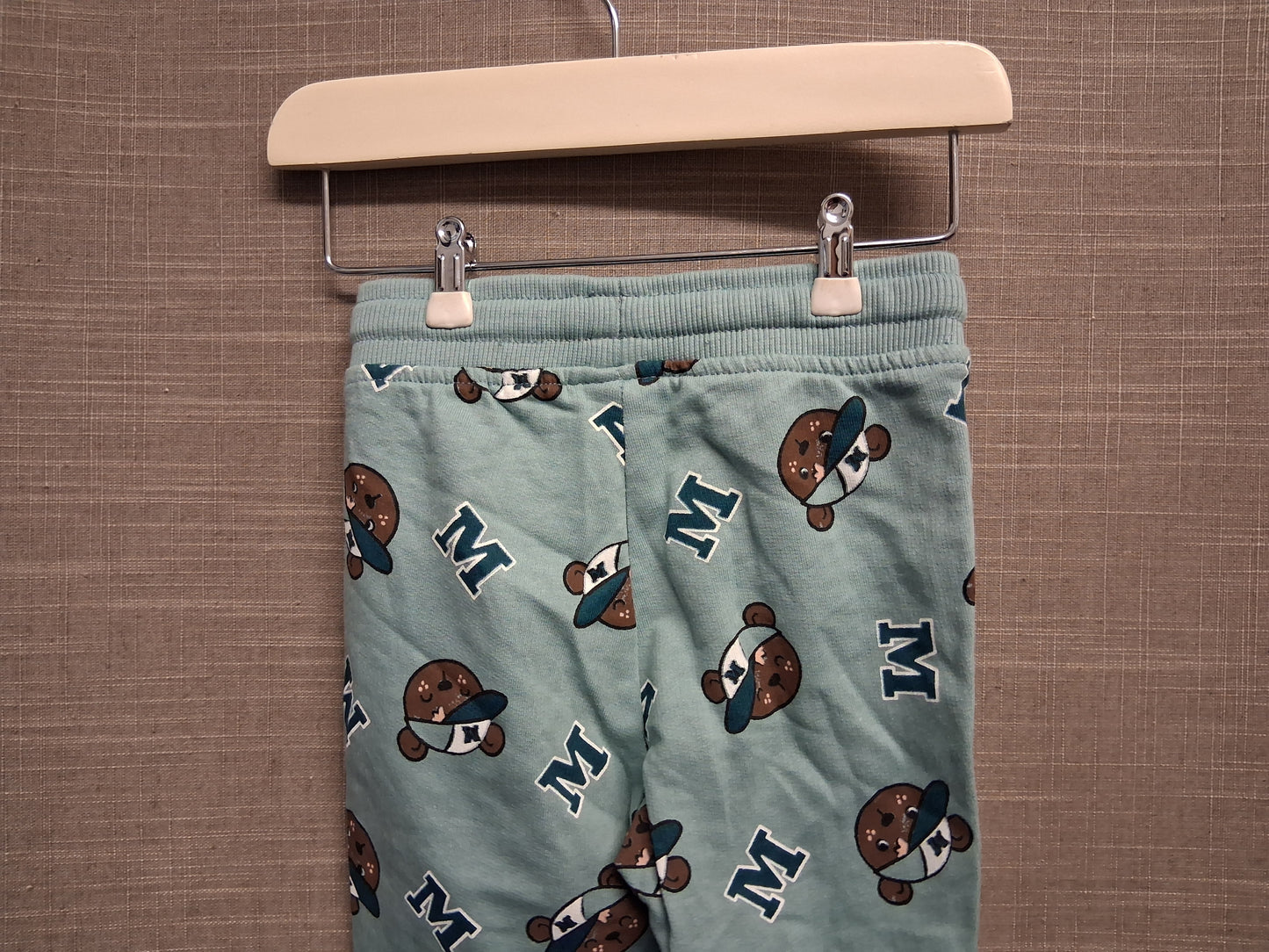 So Cute Boys Green Teddy Bear Print Joggers Age 6-9 Months