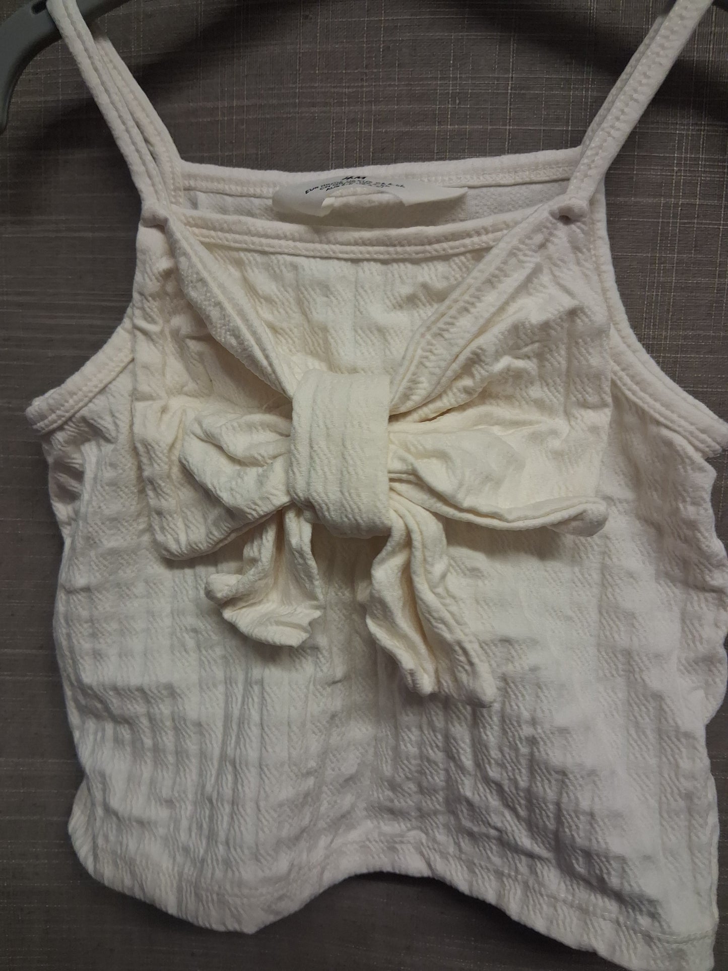 H&M Girls Cream Vest Tank Top 3D Bow Age 4-5 Years