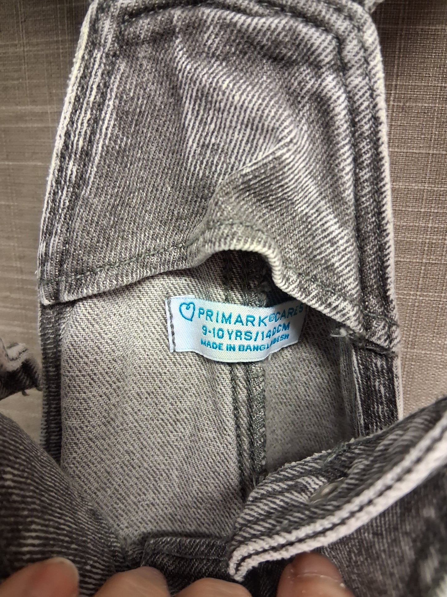 Primark Girls Grey Denim Pinafore Dress Age 9-10 Years