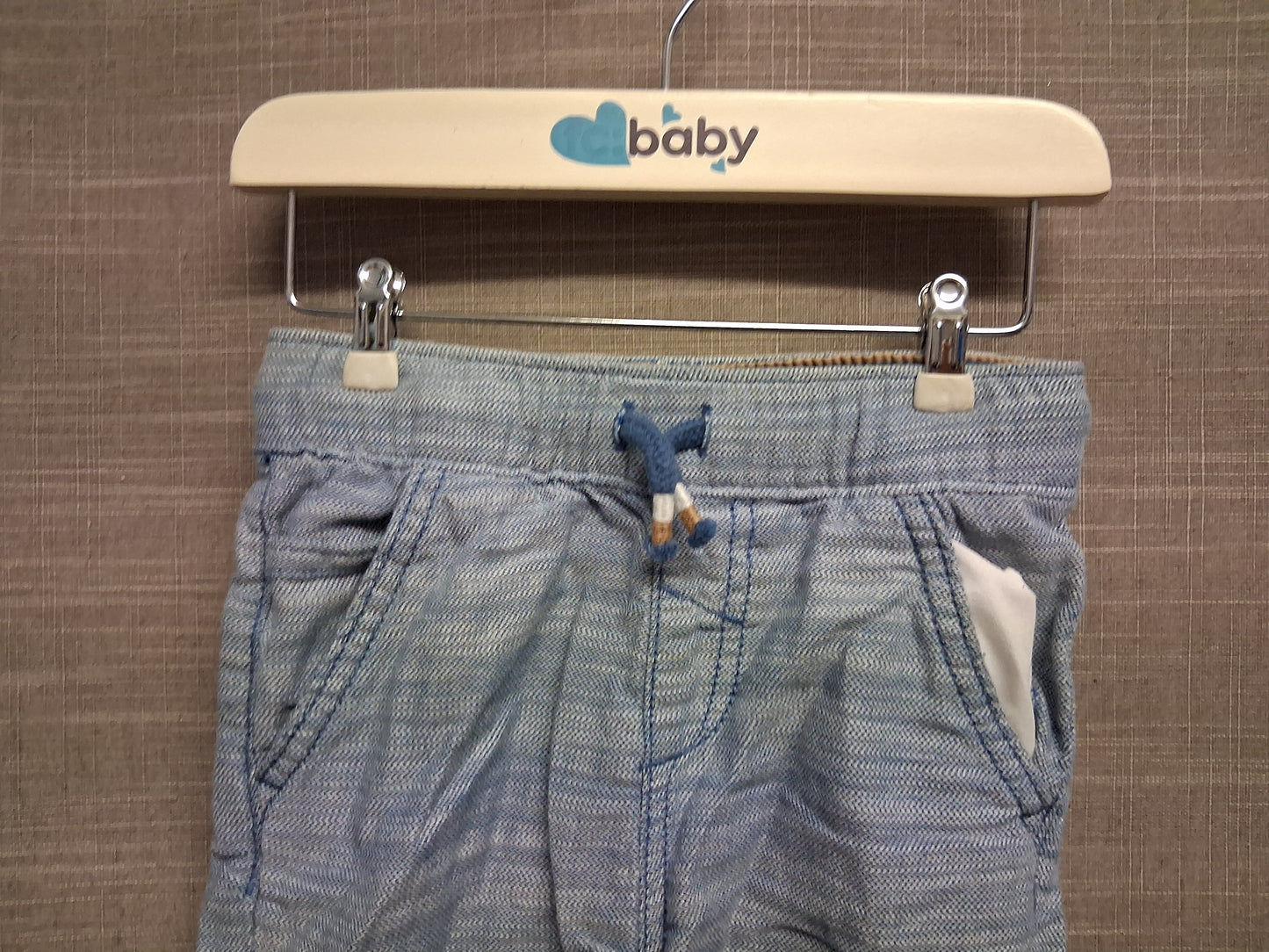 Nutmeg Boys Blue Shorts Elastic Waist Age 12-18 Months 100% Cotton