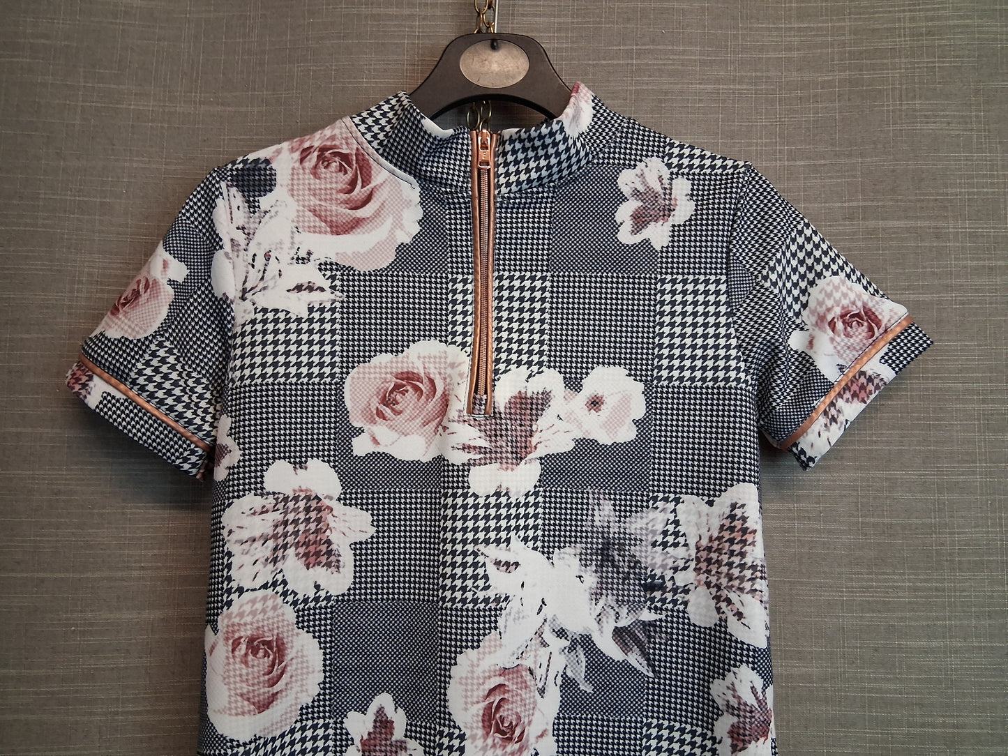 Firetrap Girls T-Shirt Dress 1/4 Zip Multicolour Floral Check Age 9-10 Years