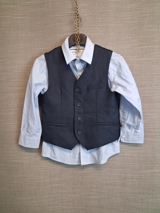 Monsoon Boys 2 Piece Set Shirt & Waistcoat Age 5 Years Blue