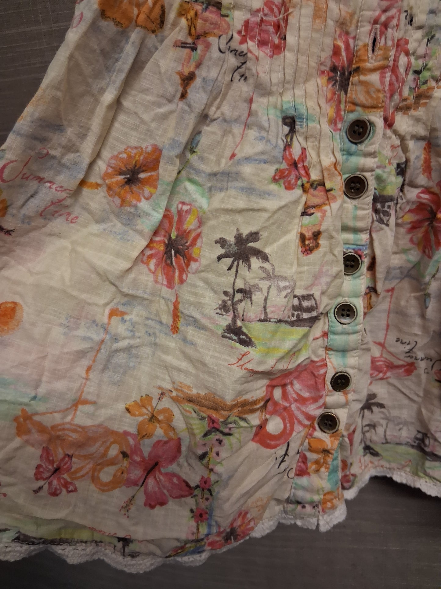 Next Girls Peach Floral V Neck Sleeveless Dress Age 4 Years