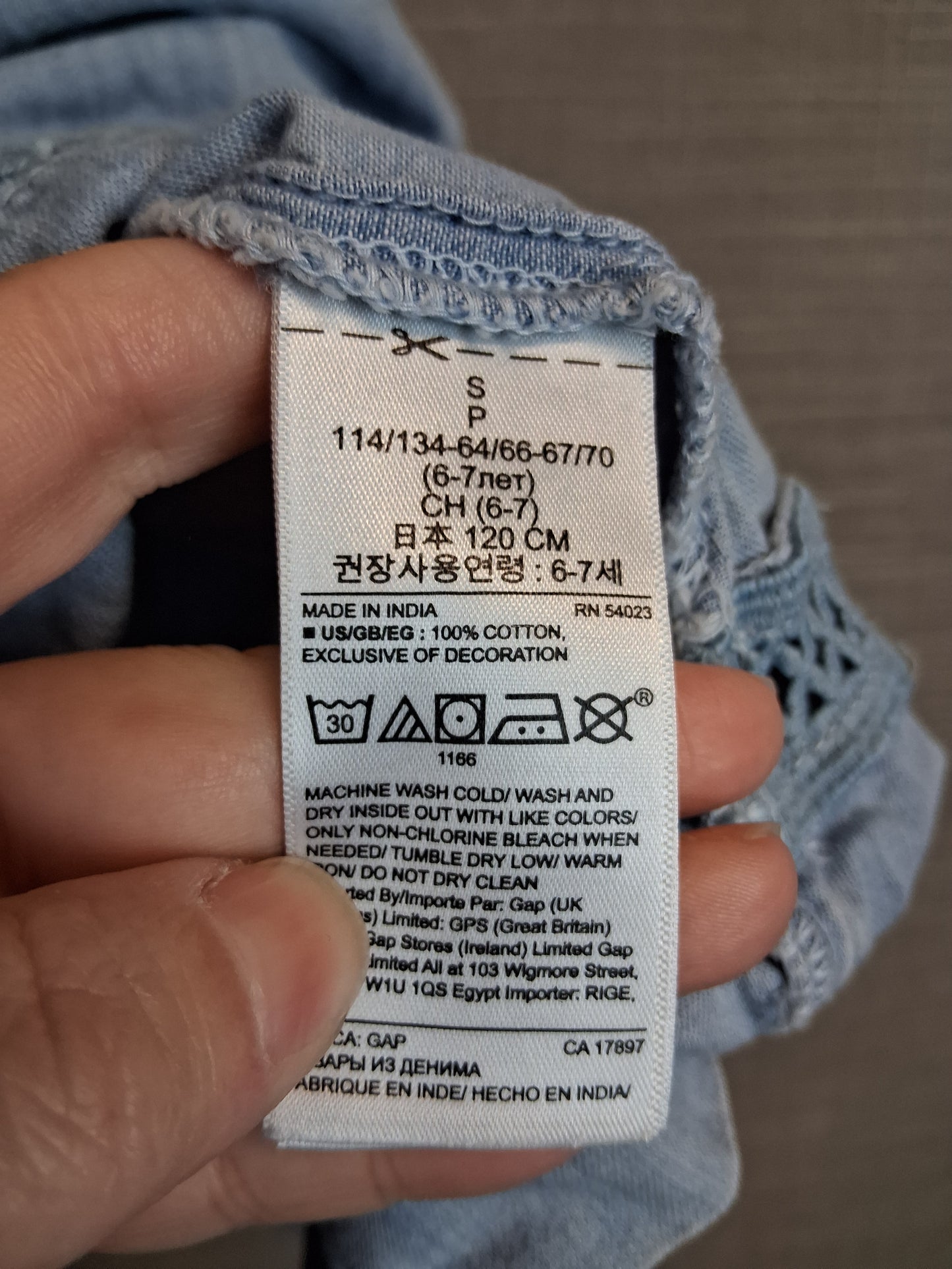 Gap Girls Blue Chambray Denim Sleeveless Dress Age 6-7 Years