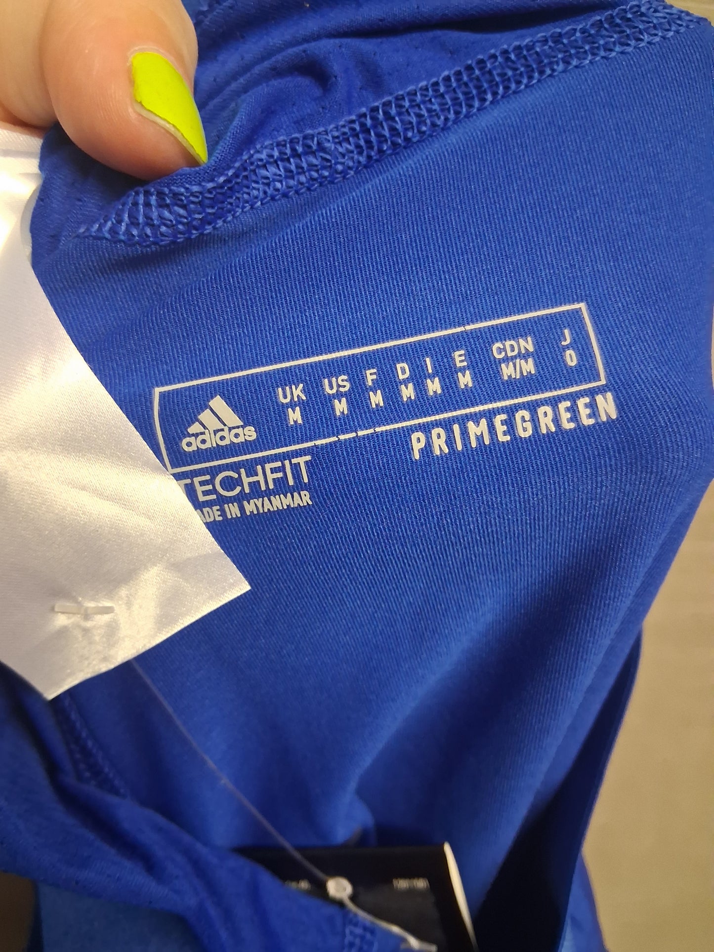 Adidas Girls Blue Techfit Prime Green Size M Age 15-16 Years Womens Teens Slim Fit New