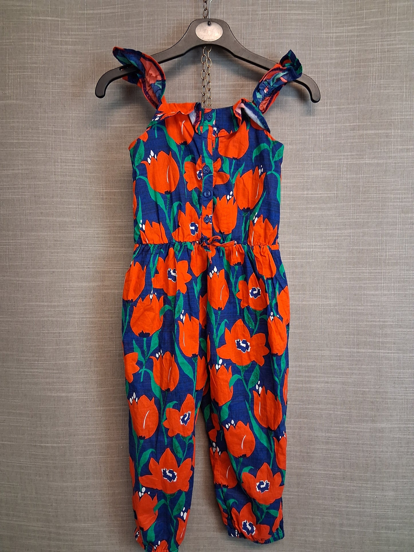 Next Girls Poppy Print Dungarees Romper Age 2-3 Years Lightweight