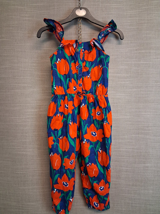 Next Girls Poppy Print Dungarees Romper Age 2-3 Years Lightweight