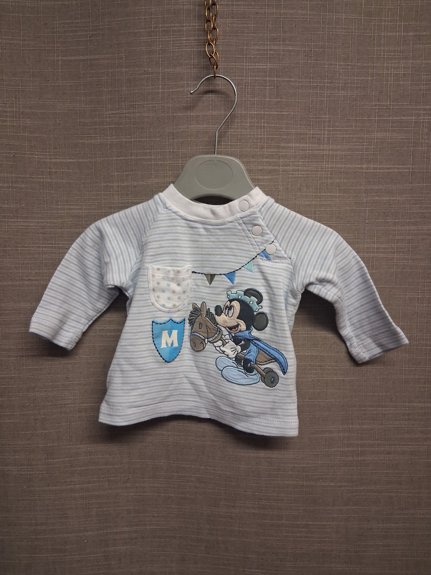 Disney Mickey Mouse Boys Striped Long Sleeve T-Shirt Age 0-3 Months