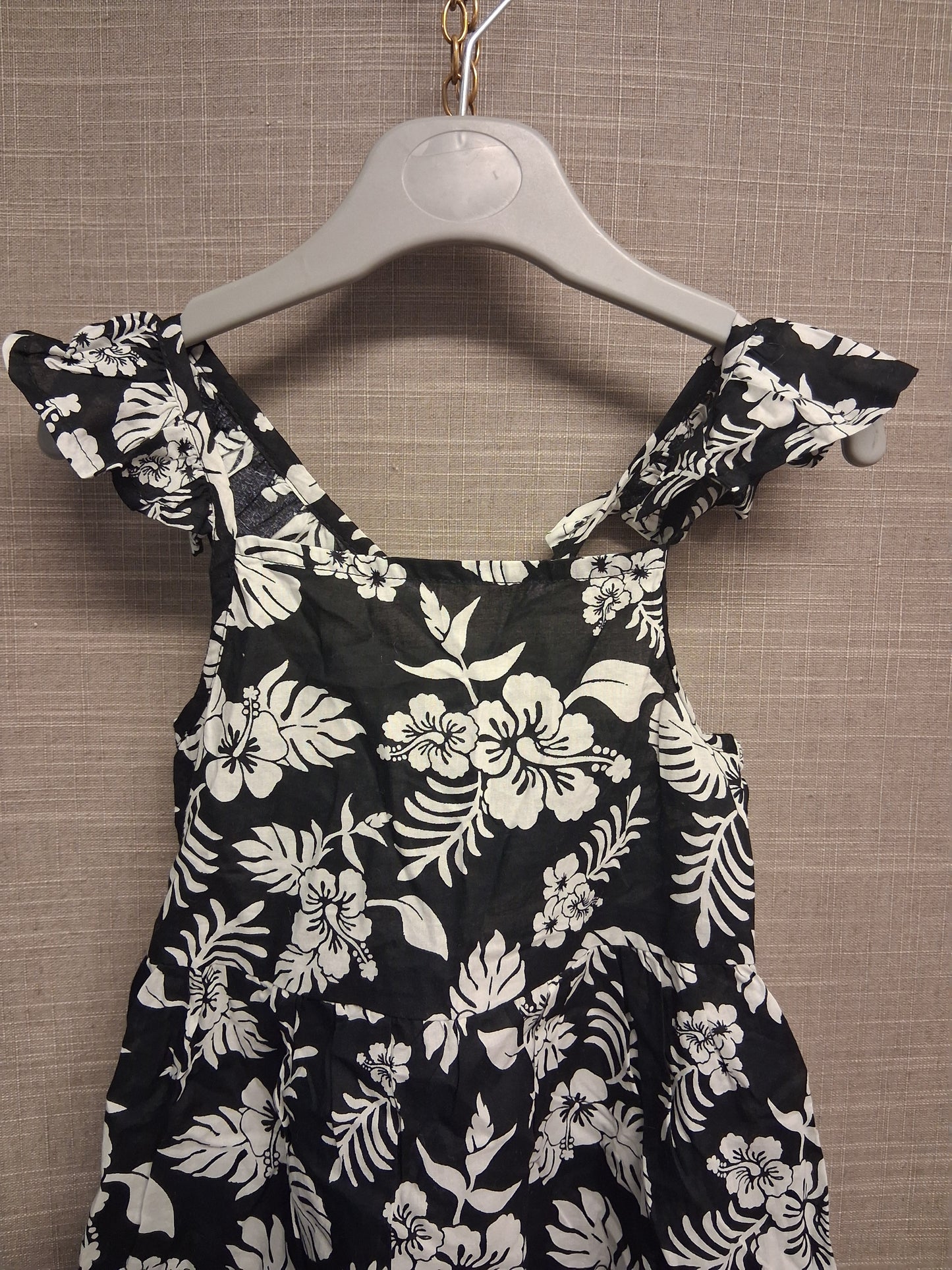 Primark Girls Black White Floral A Line Dress Age 2-3 Years