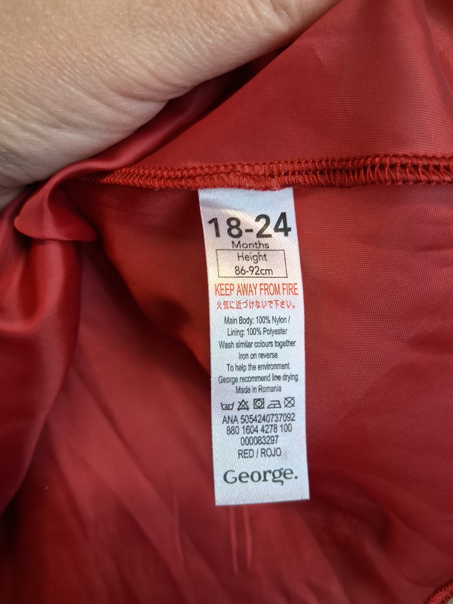 George Girls Red Lace A Line Party Dress Age 18-24 Months