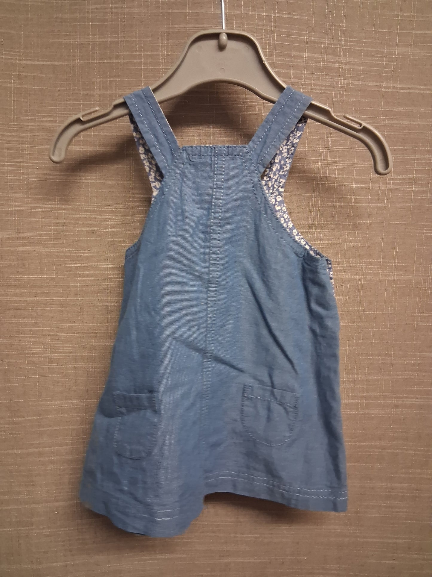 Marks & Spencer Girls Blue Chambray Denim Pinafore Dress Age 3-6 Months