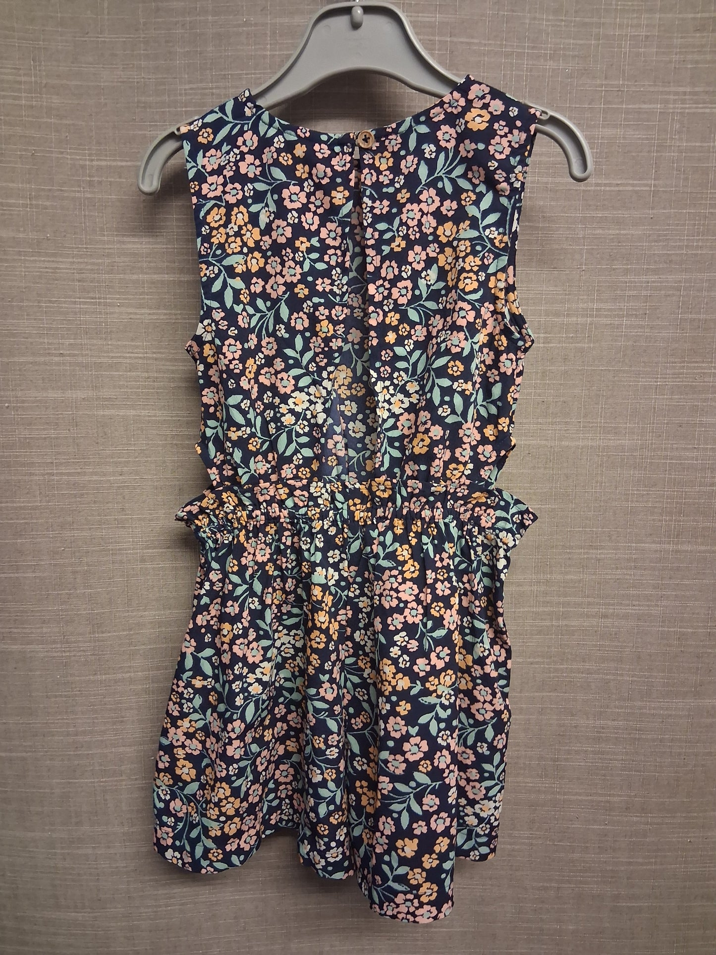 Next Girls Blue Floral Lightweight Open Back Cut Out Sides Playsuit Age 4-5 years
