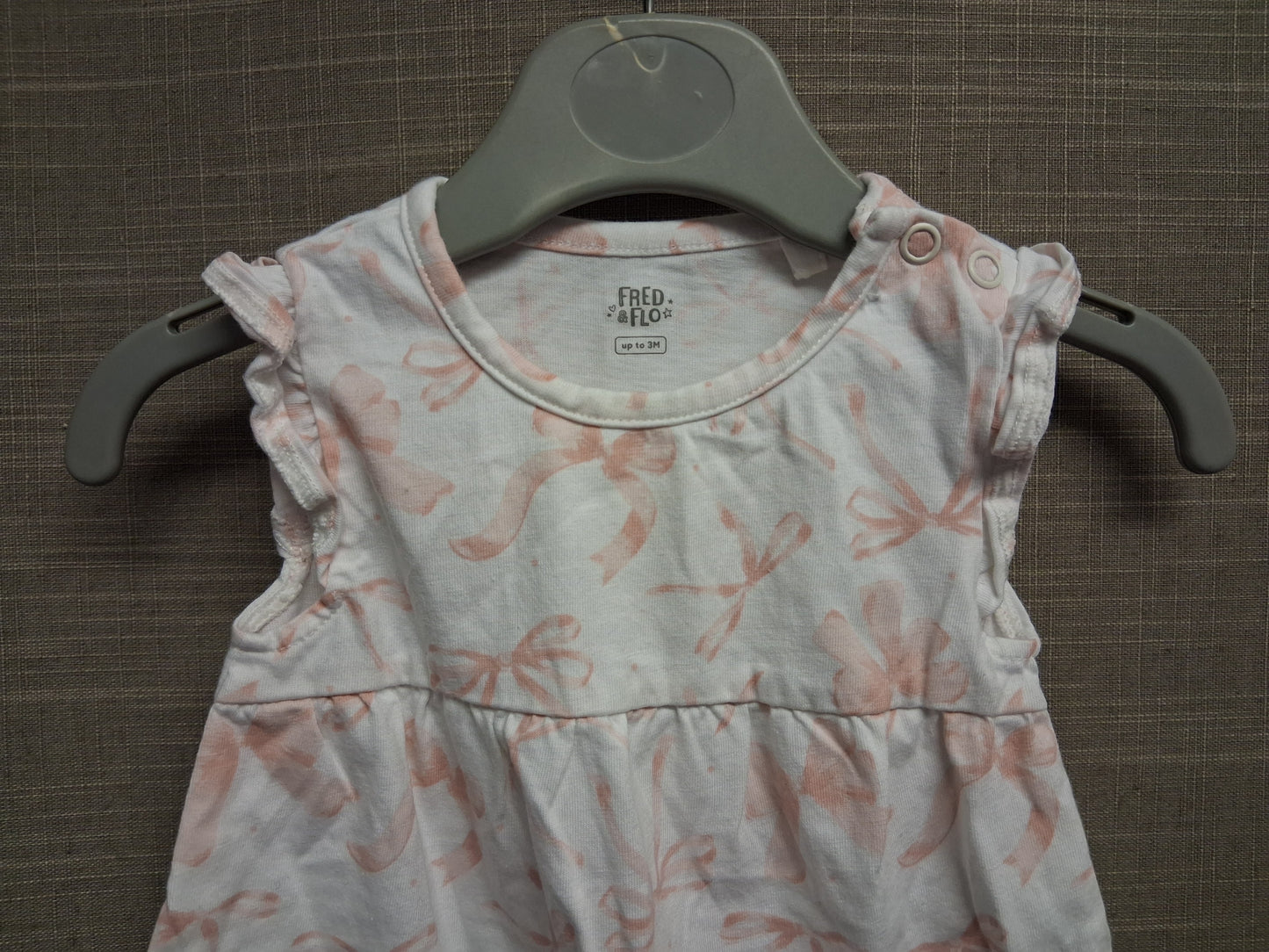 F&F Girls White Pink Floral Romper Age 0-3 Months