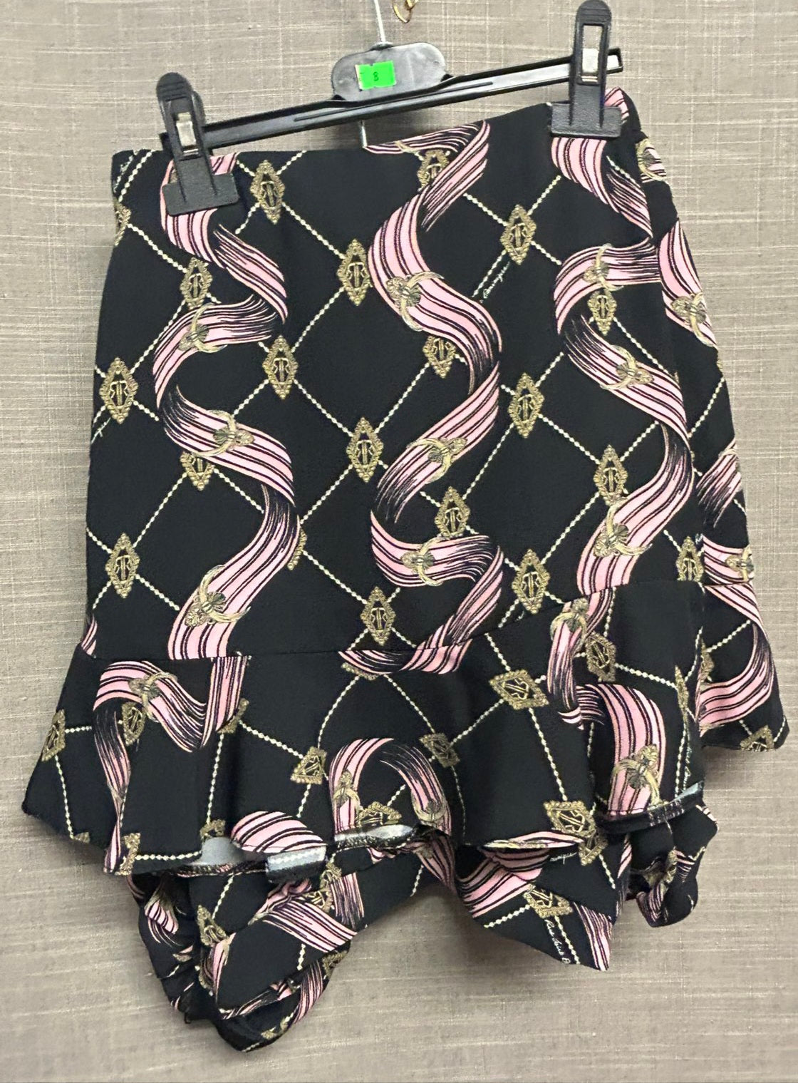 River Island Girls 2 Piece Set Black Pink Cold Shoulder Top with Skirt Age 8 Years