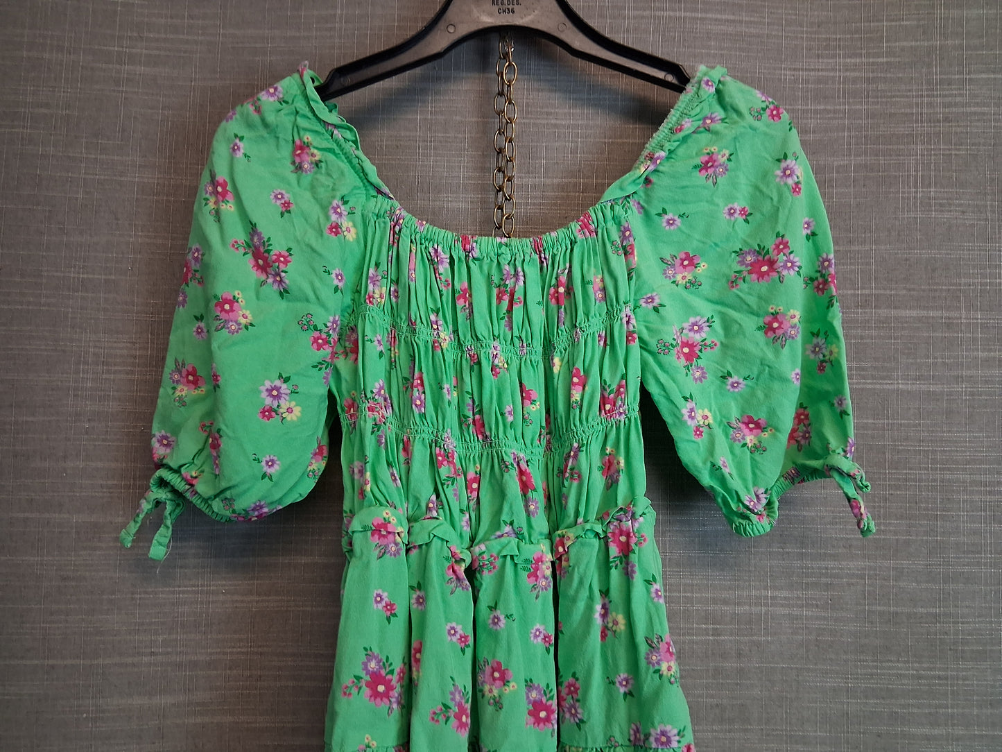 Next Girls Green Floral Tiered Dress Age 6 Years