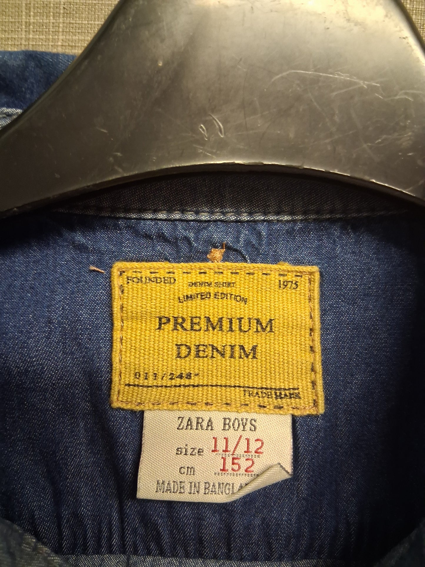 Zara Boys Blue Denim Long Sleeve Shirt Age 11-12 Years