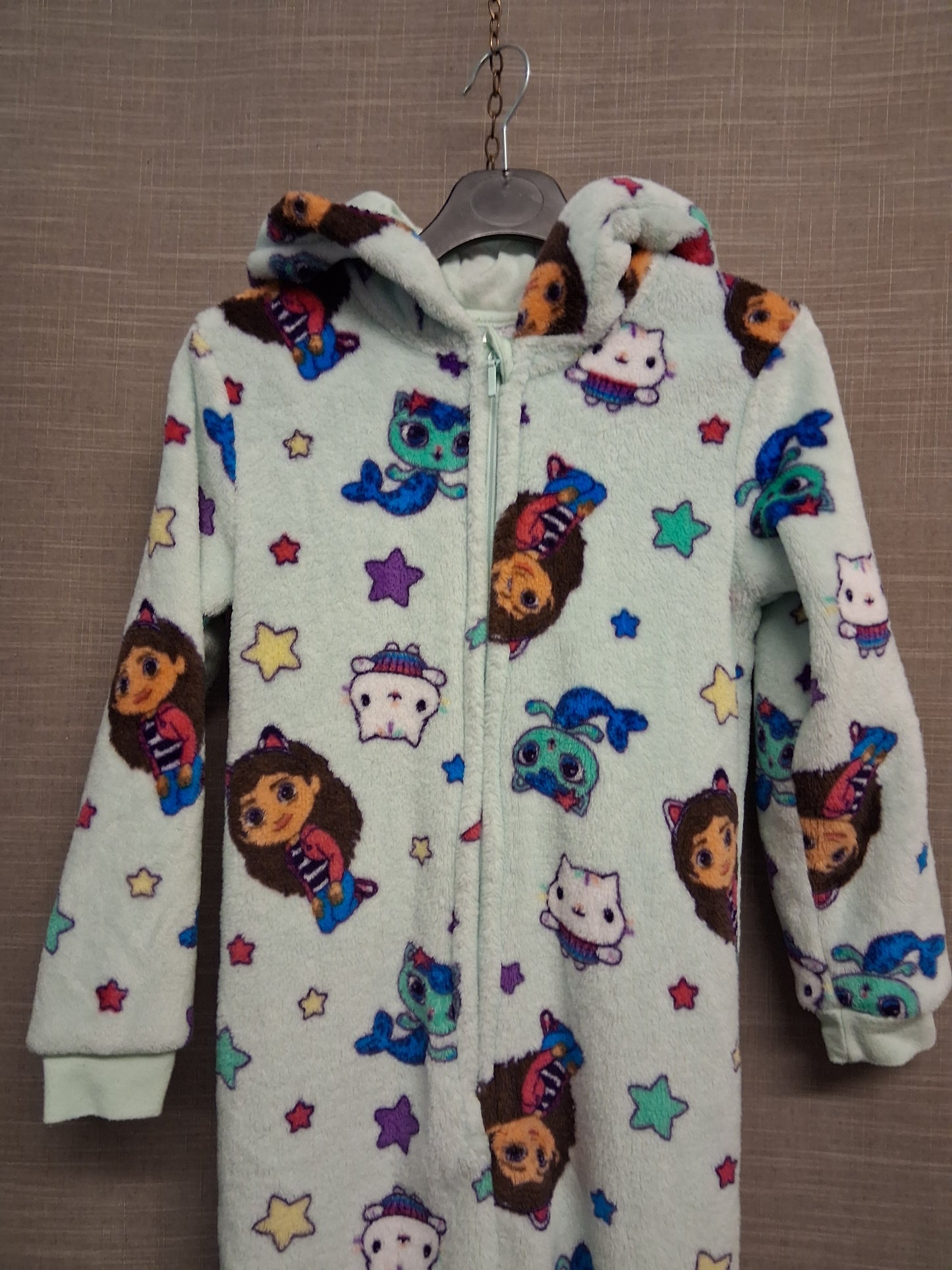 George Gabby's Dollhouse Onesie Sleepsuit Plush Mint Green Age 7-8 Years