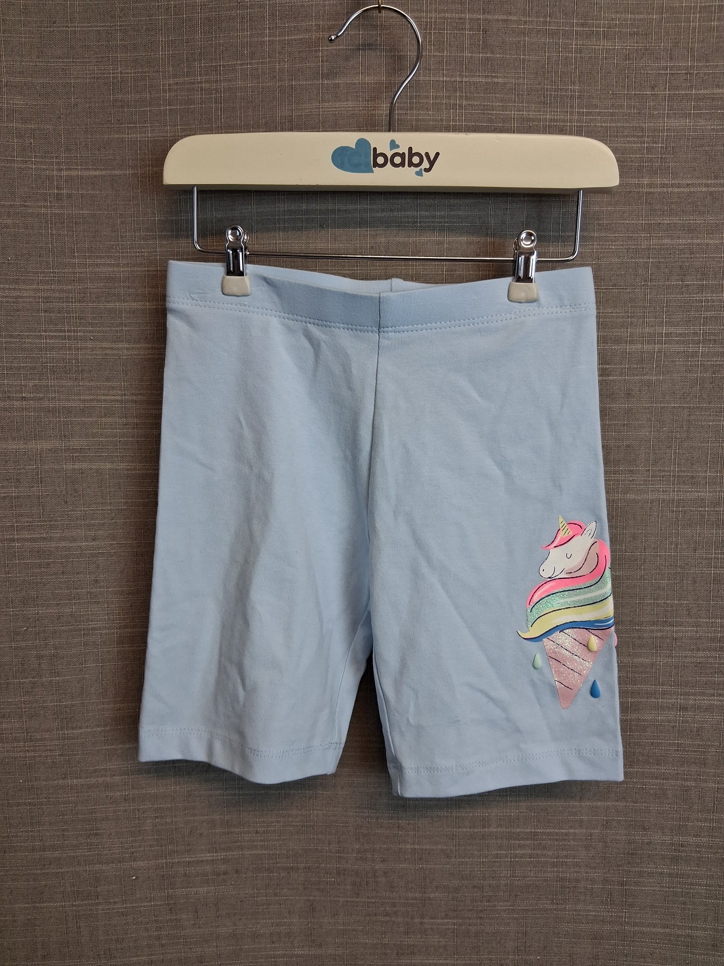 Marks and Spencer Girls Blue Unicorn Cycle Shorts Age 4-5 Years New