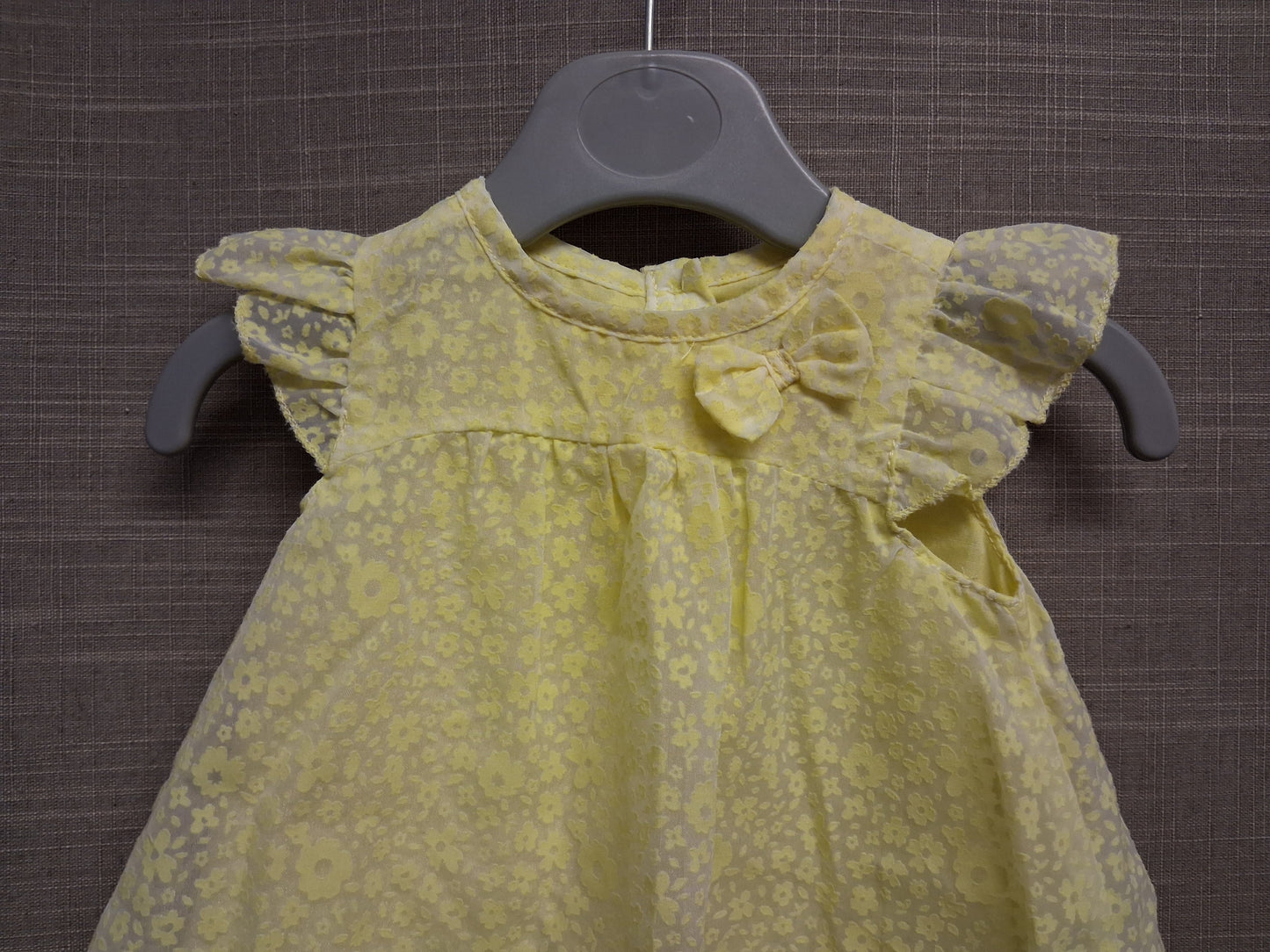 Primark Girls Yellow Floral Pretty A Line Dress Short Sleeve Age 0-3 months