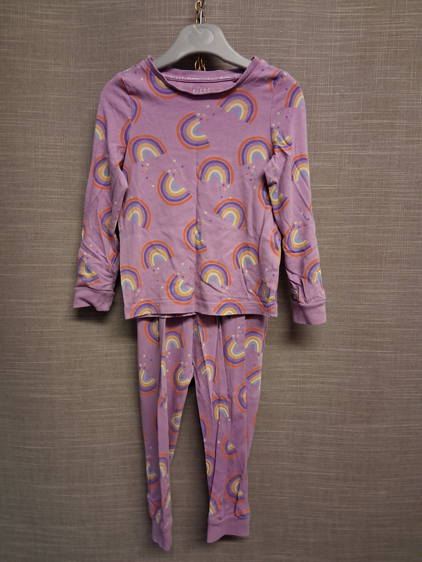 TU Girls Lilac Rainbow Print Pyjamas PJ Set Age 2-3 Years