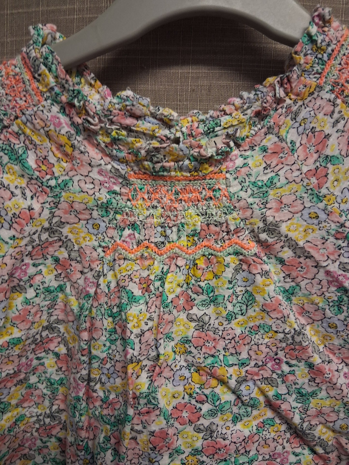 Next Girls Floral T-Shirt Short Sleeve 100% Cotton Age 6-9 Months