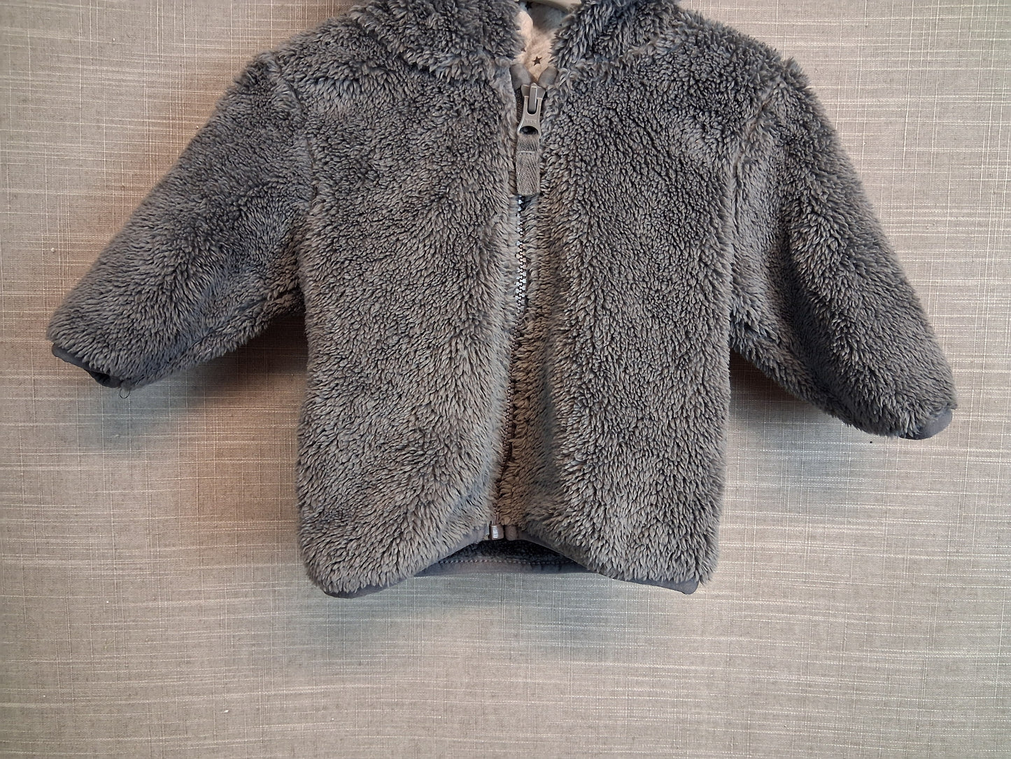 Next Boys Plush Full Zip Hoodie Jacket Grey Age 0-3 Months
