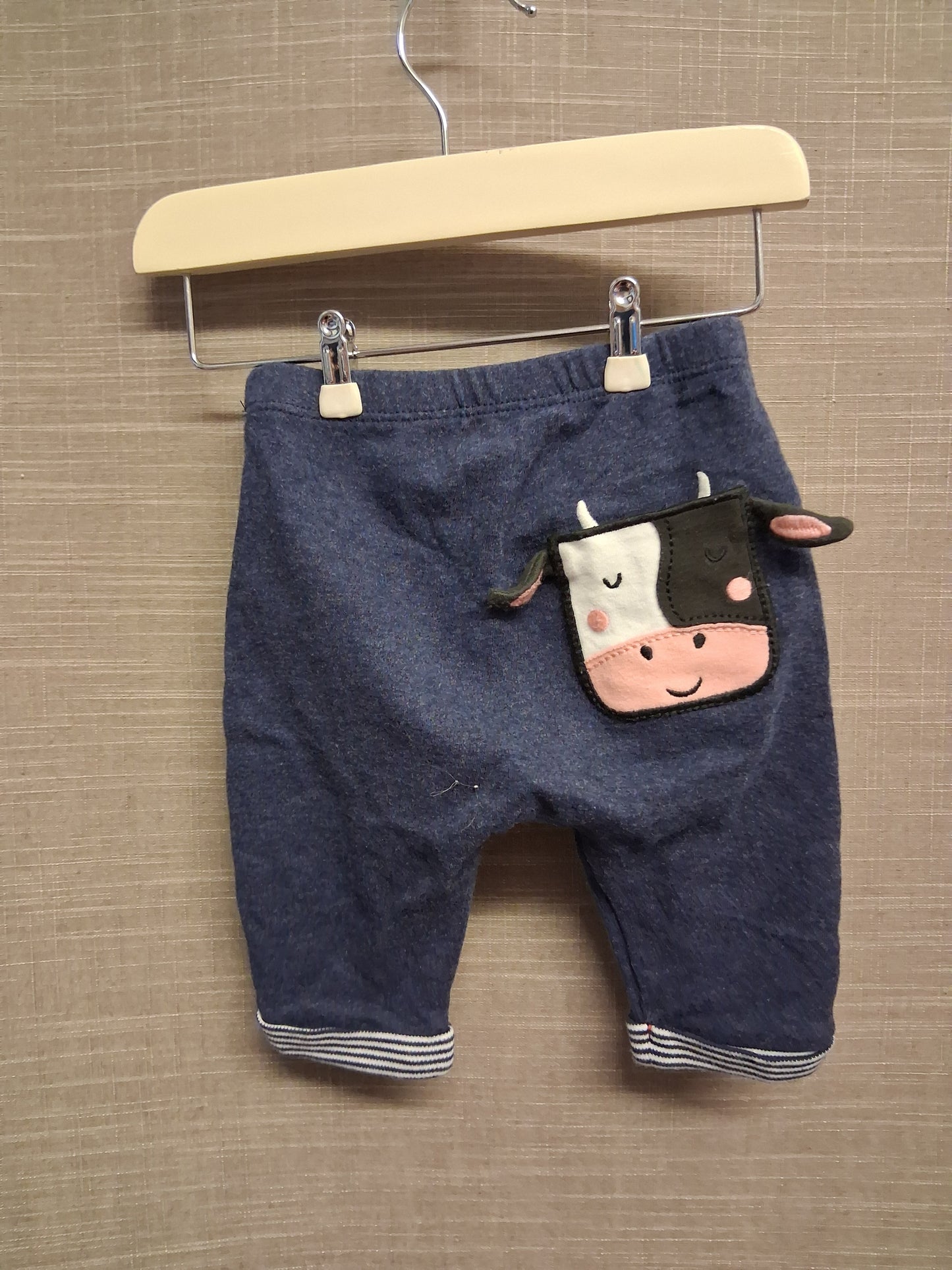 Joules Boys Jersey Joggers Navy Blue Cow Pocket on Back Age 0-3 Months