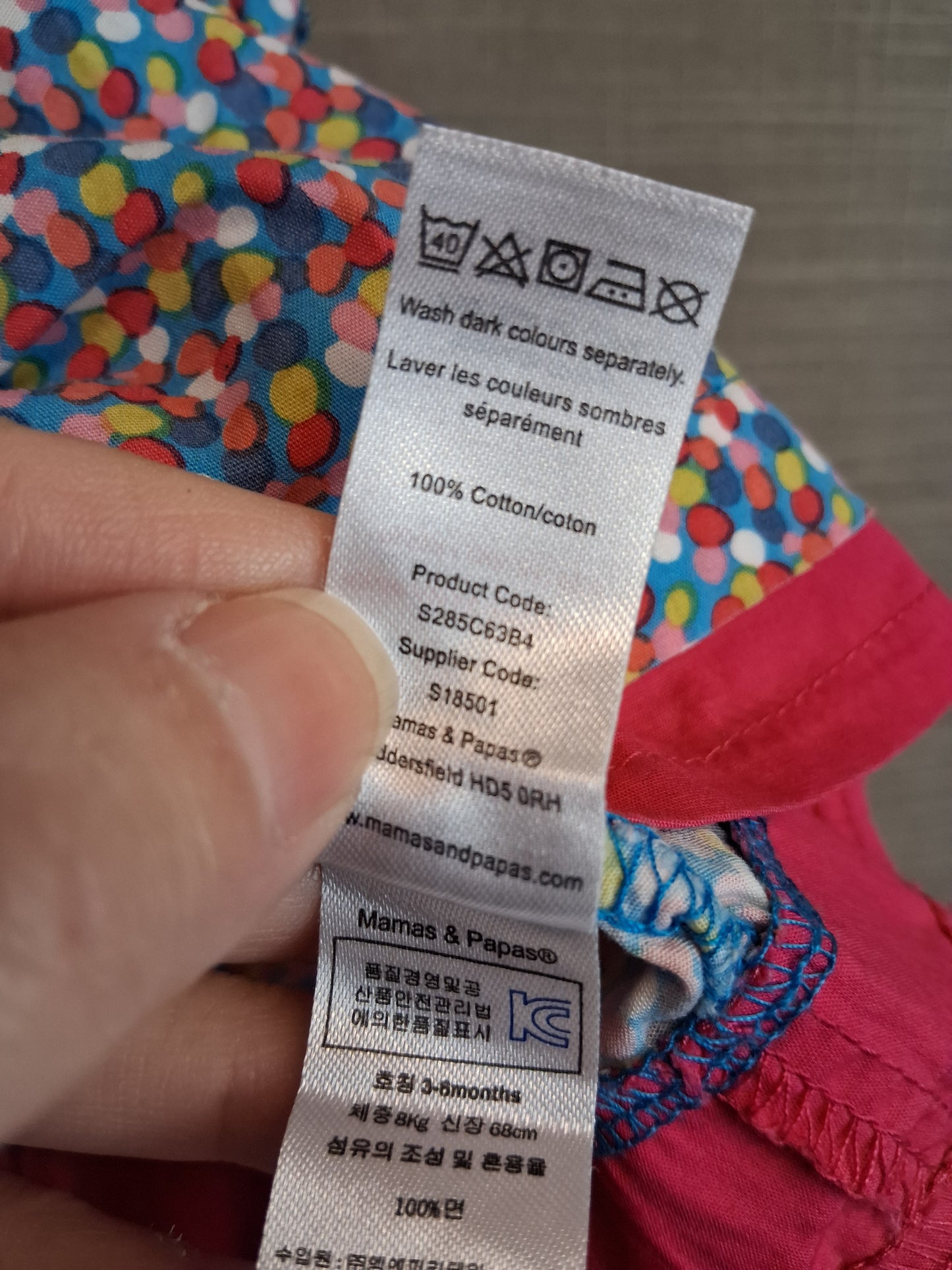 Mamas & Papas Girls Multicolour Sleeveless Dress Age 3-6 Months
