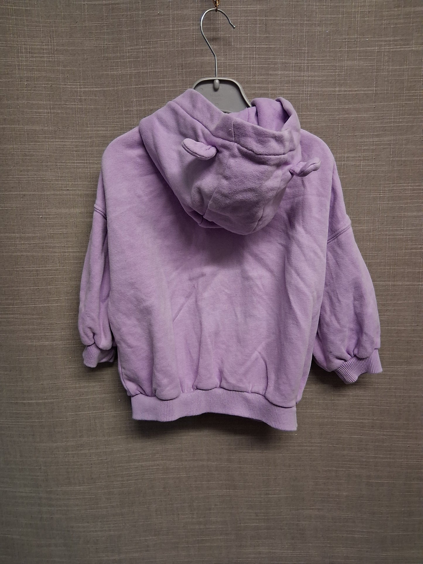 Next Girls Lilac Hoodie With Ears Jersey Age 2-3 Years Oversized