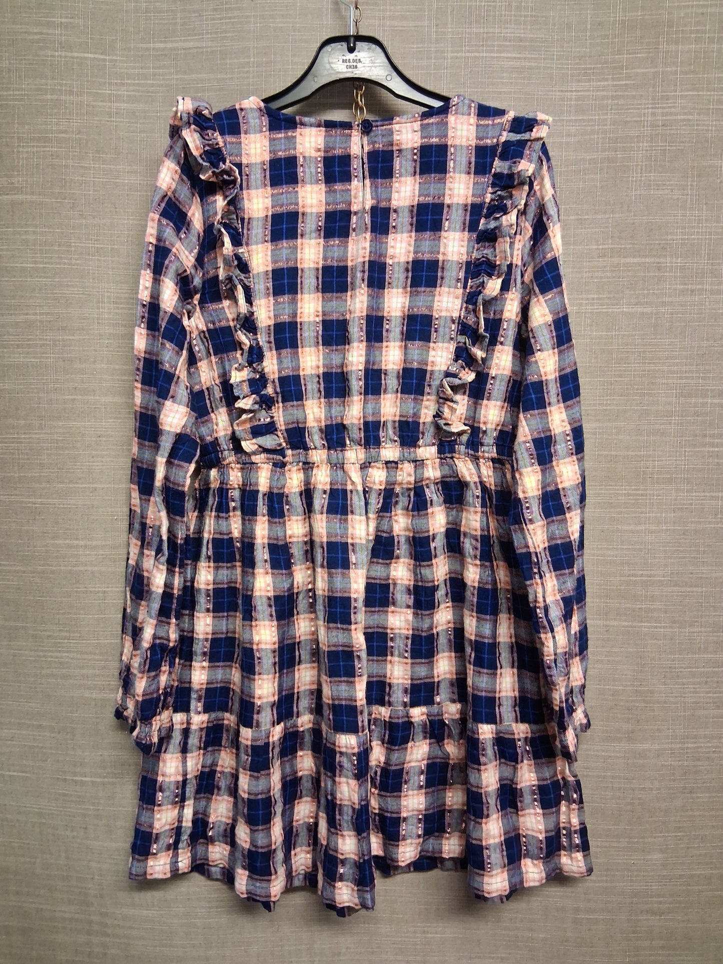 Boden Girls Blue Check Dress Long Sleeve Age 11-12 Years