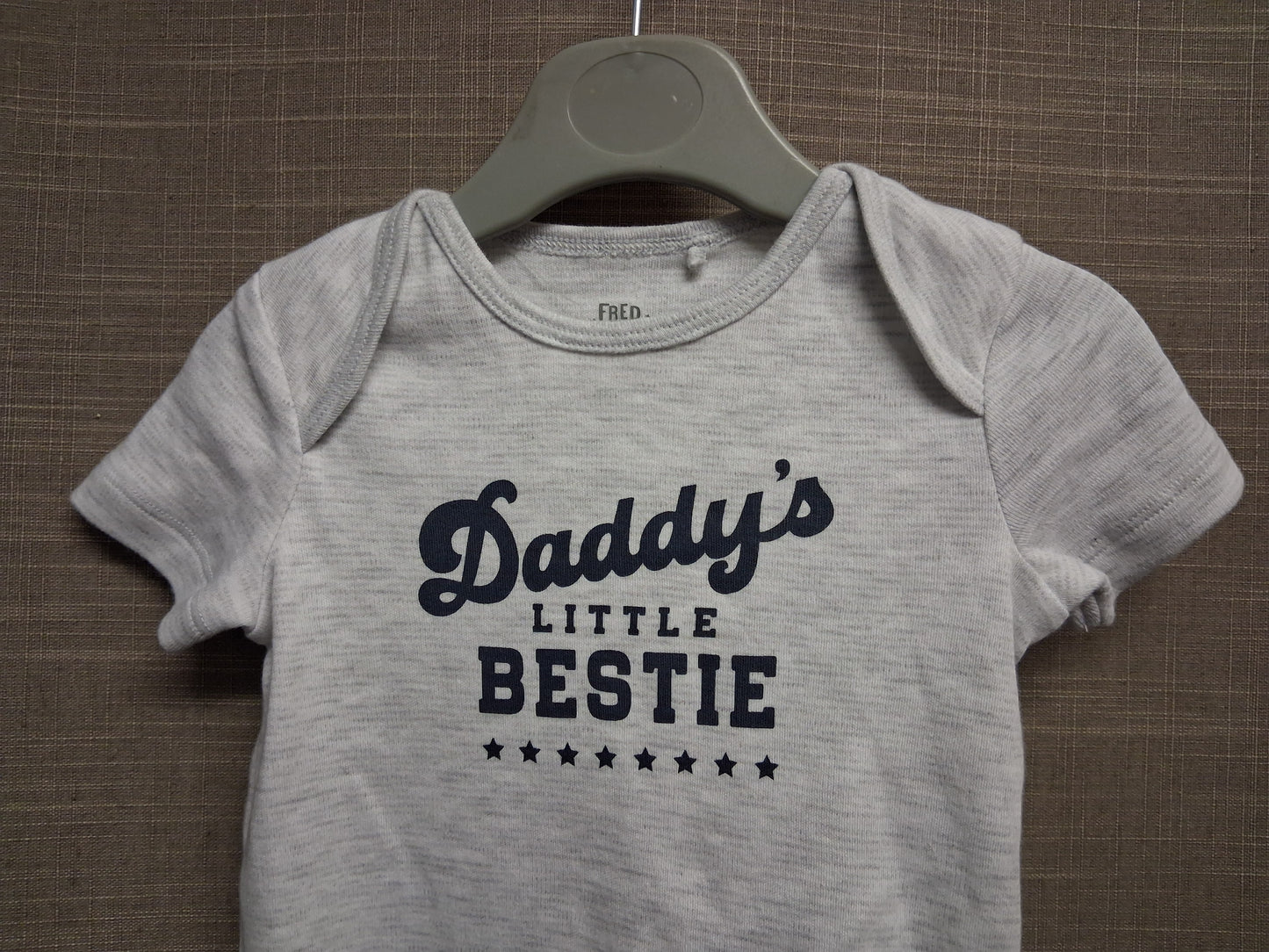 F&F Boys Daddy's Little Bestie Grey Short Sleeve T-Shirt Age 3-6 Months