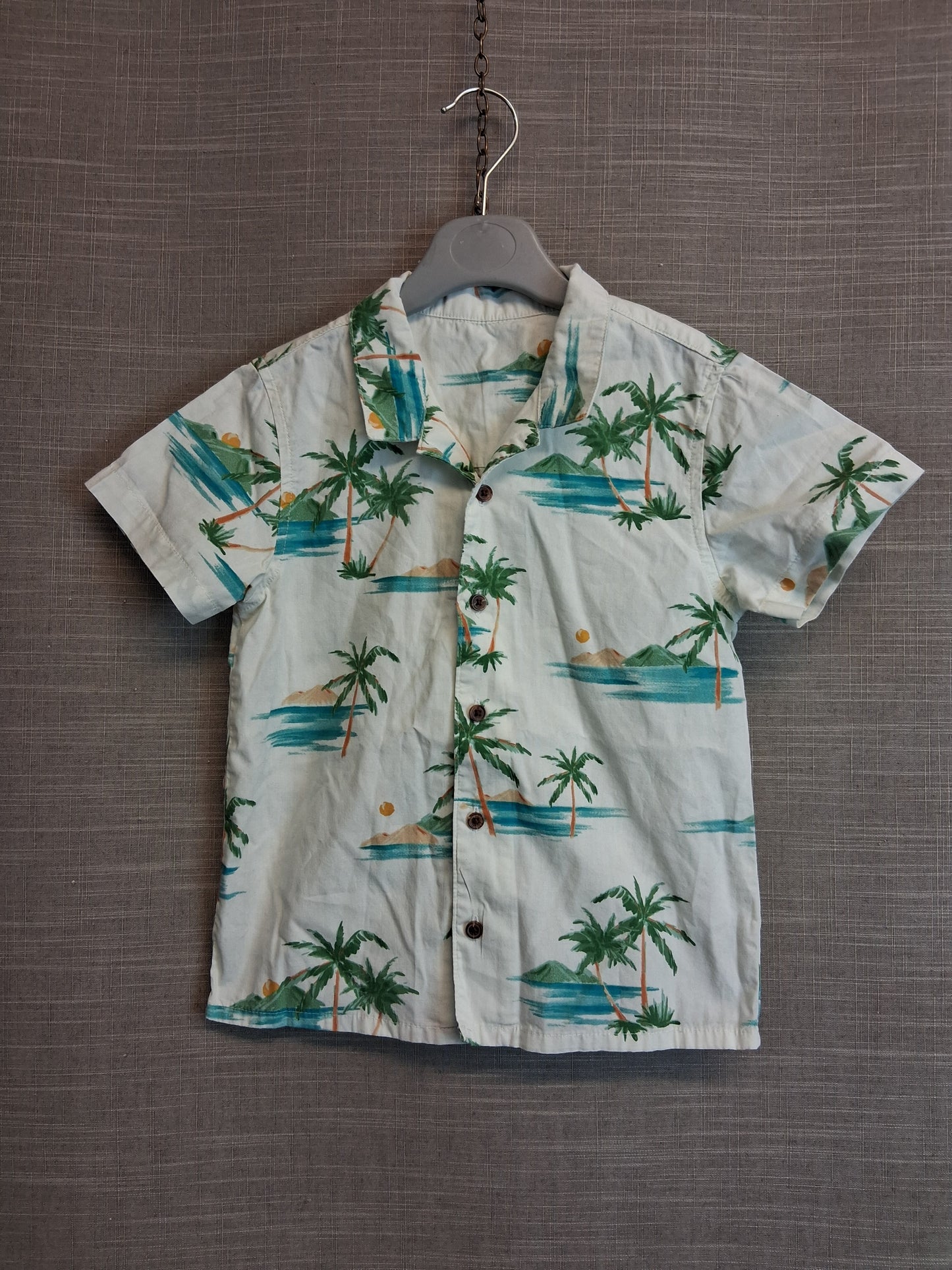 Matalan Hawaiian Style Shirt Short Sleeve Age 3-4 Years Pale Green