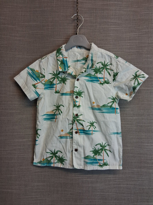 Matalan Hawaiian Style Shirt Short Sleeve Age 3-4 Years Pale Green
